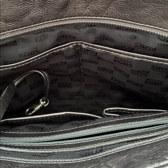 Michael Kors Bedford Shoulder Bag Tote Leather Suede Canvas Black Brown - Picture 8 of 10